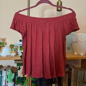 Cape Juby Off-Shoulder Red Blouse